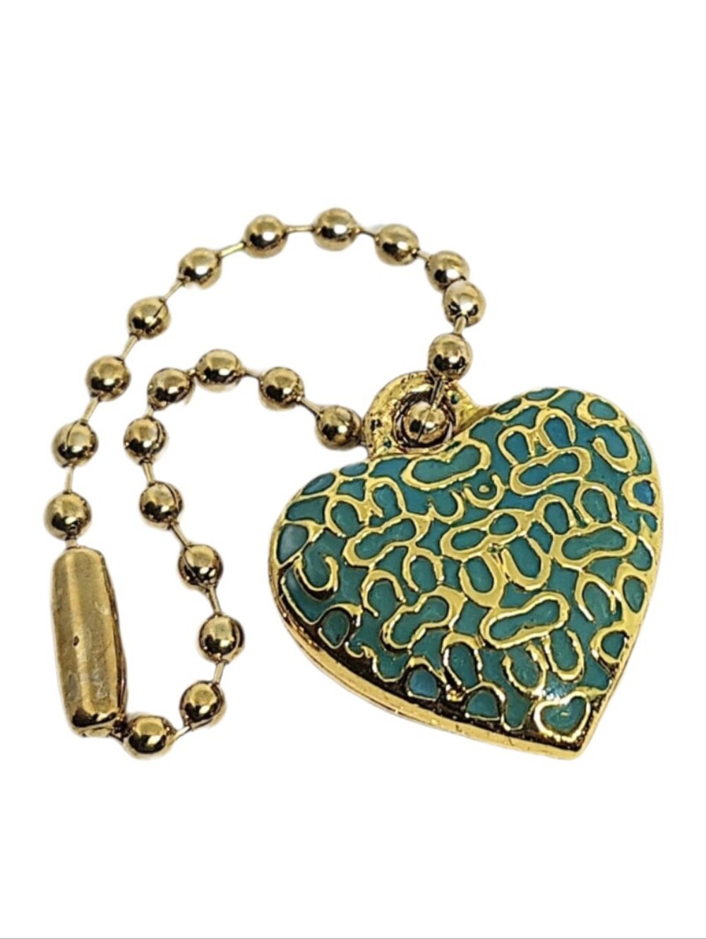 💙 Coach Legacy Teal Enamel Metal Heart Hangtag Bag Fob Purse Charm Keychain